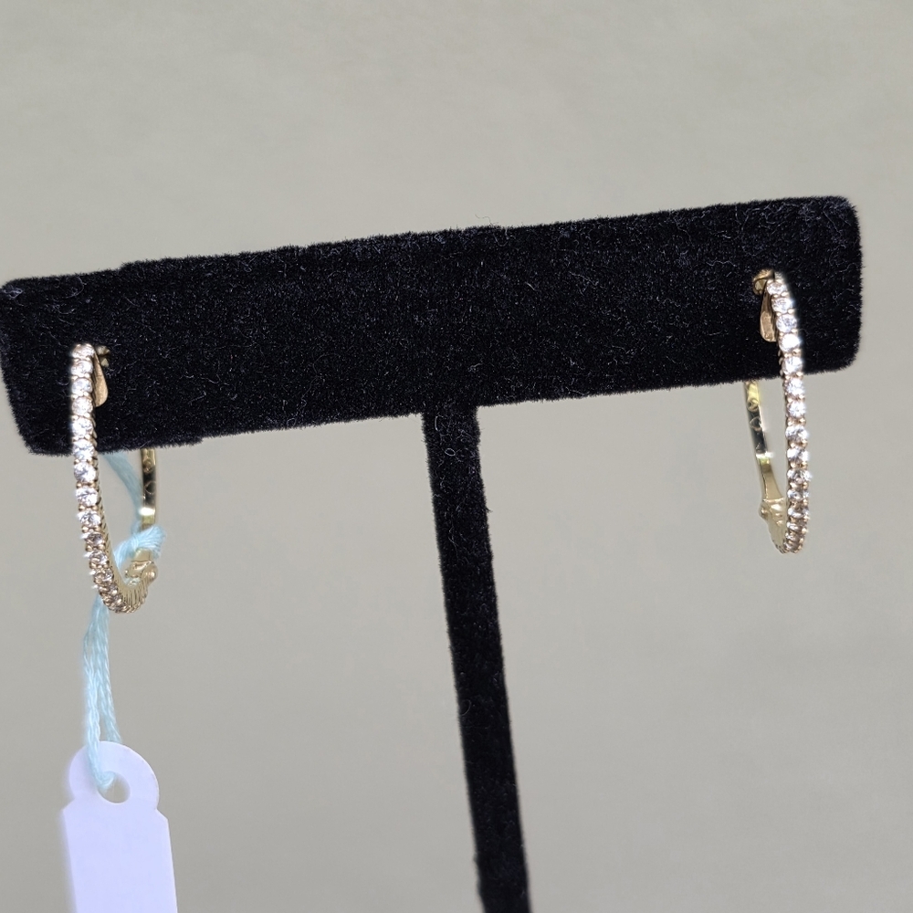 💕💎14K Real Gold Diamond  Hoop Earrings💎💕